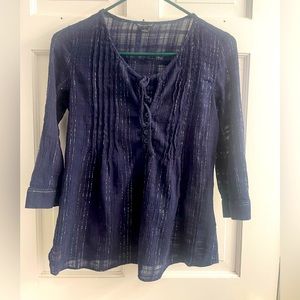 Banana Republic navy blouse with tie front